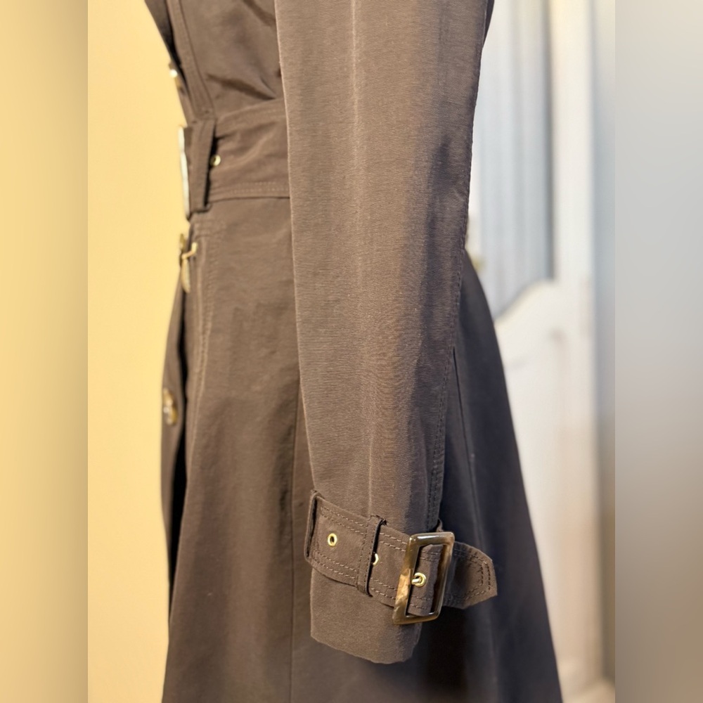 Classic Vintage Y2K Zara Basic Double-Breasted Chocolate Brown Trench Coat - Picture 3 of 9